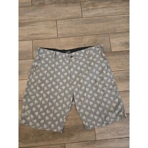 Trunks Multi-Functional Shorts Mens 38 Grey Tropical Palm Leaf Hybrid Stretch